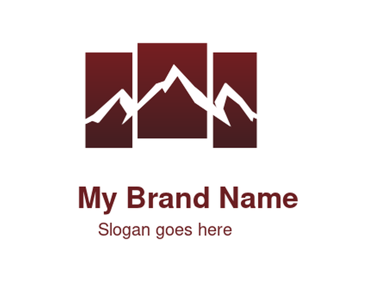 Abstract Maroon Mountain Range Logo - Outdoor Adventure, Summit Exploration & Strong Foundation Symbol